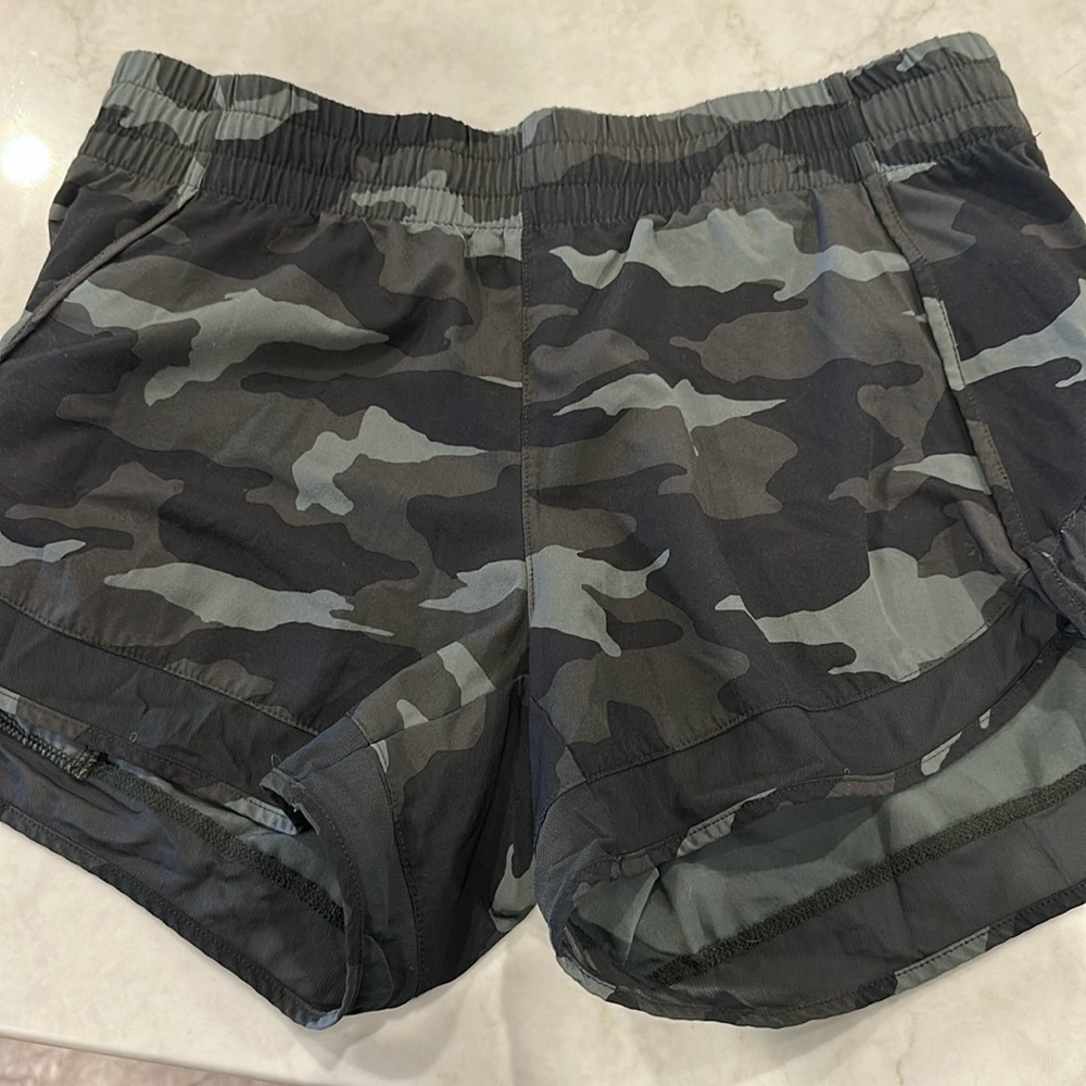 Athleta mesh racer camo shorts